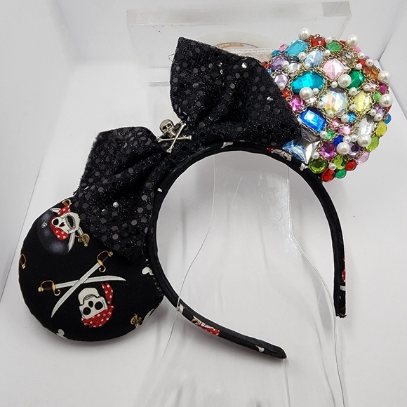 Disney PIRATE Minnie Mouse EARS w/Rhinestones & Faux Pearls • Adult • Clean - Picture 2 of 9